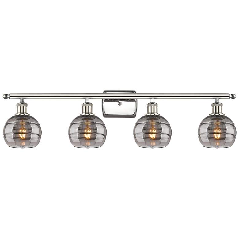 Image 1 Edison Rochester 32.88"W 4-Light Oiled Bronze Bath Light w/ Clear Shad