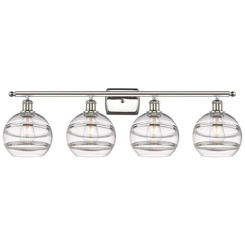 Image 1 Edison Rochester 32.88"W 4-Light Oiled Bronze Bath Light w/ Smoke Shad