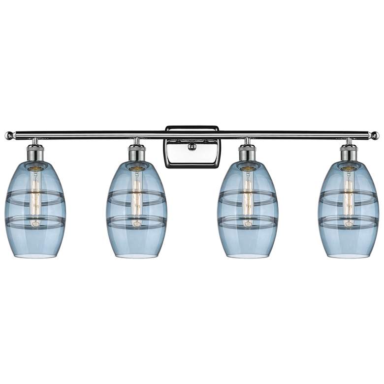 Image 1 Edison Rochester 35"W 4-Light Antique Brass Bath Light w/ Smoke Shade