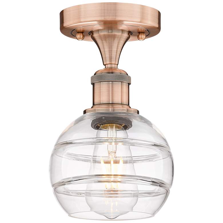 Image 1 Edison Rochester 5.88" Wide Antique Copper Semi-Flush Mount w/ Clear S