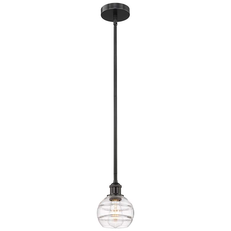 Image 1 Edison Rochester 5.88" Wide Matte Black Stemmed Mini Pendant w/ Clear