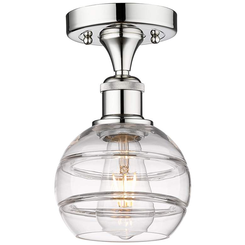 Image 1 Edison Rochester 5.88" Wide Polished Chrome Semi-Flush Mount w/ Clear