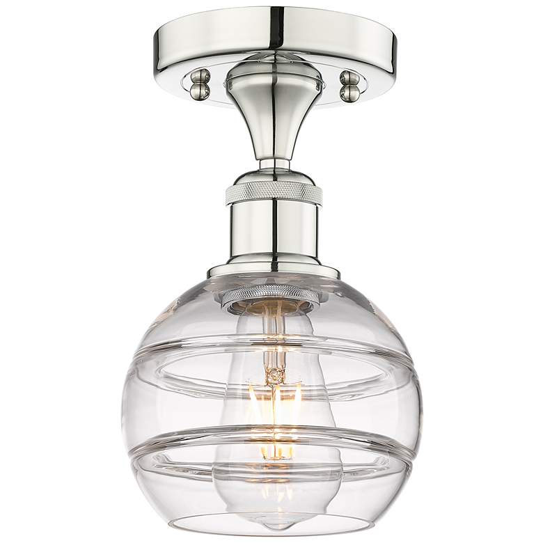 Image 1 Edison Rochester 5.88" Wide Polished Nickel Semi-Flush Mount w/ Clear