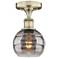 Edison Rochester 5.88"W Antique Brass Semi-Flush Mount w/ Light Smoke