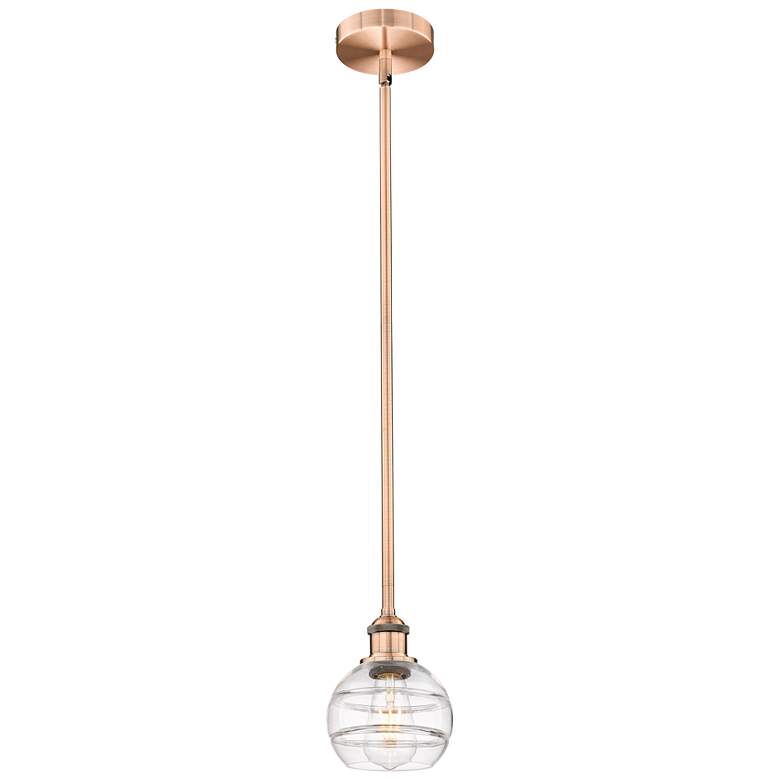Image 1 Edison Rochester 5.88"W Antique Copper Stemmed Mini Pendant w/ Clear S