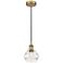 Edison Rochester 5.88"W Brushed Brass Corded Mini Pendant w/ Clear Sha