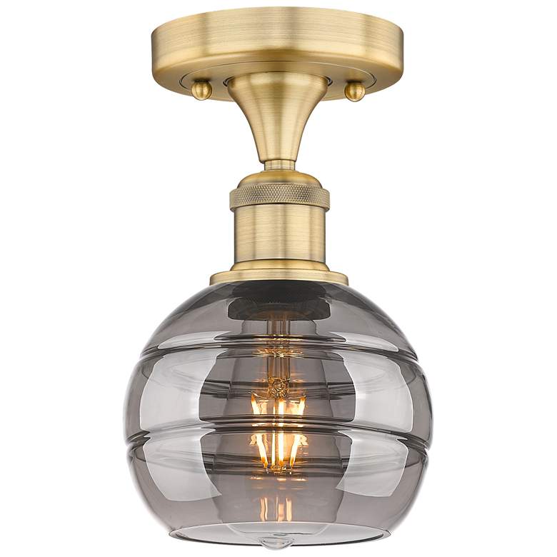 Image 1 Edison Rochester 5.88"W Brushed Brass Semi-Flush Mount w/ Light Smoke