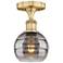 Edison Rochester 5.88"W Brushed Brass Semi-Flush Mount w/ Light Smoke