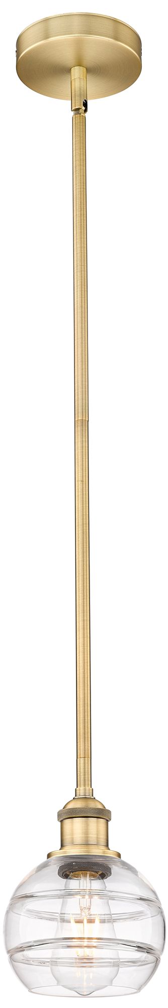 Edison Rochester 5.88"W Brushed Brass Stemmed Mini Pendant w/ Clear Sh