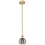 Edison Rochester 5.88"W Brushed Brass Stemmed Mini Pendant w/ Smoke Sh