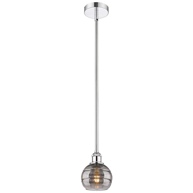 Image 1 Edison Rochester 5.88"W Chrome Stemmed Mini Pendant w/ Light Smoke Sha
