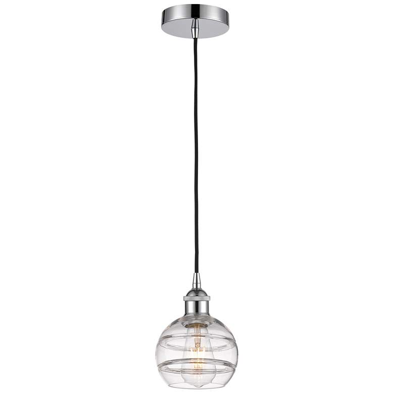 Image 1 Edison Rochester 5.88"W Polished Chrome Corded Mini Pendant w/ Clear S