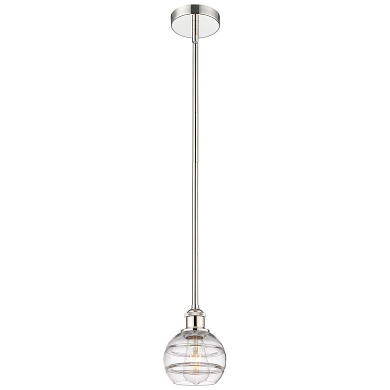 Image 1 Edison Rochester 5.88"W Polished Nickel Stemmed Mini Pendant w/ Clear