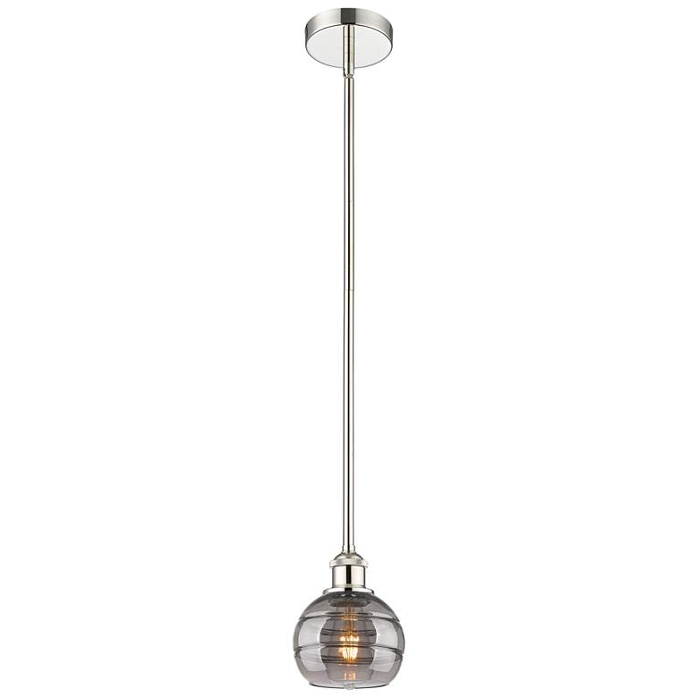 Image 1 Edison Rochester 5.88"W Polished Nickel Stemmed Mini Pendant w/ Smoke