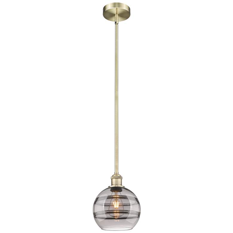 Image 1 Edison Rochester 8" Wide Antique Brass Stemmed Mini Pendant w/ Clear S