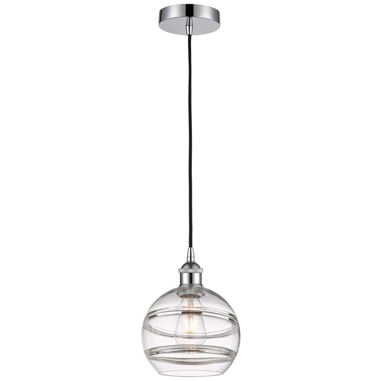 Image 1 Edison Rochester 8" Wide Polished Chrome Corded Mini Pendant w/ Clear
