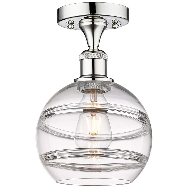 Image 1 Edison Rochester 8" Wide Polished Chrome Semi-Flush Mount With Clear S