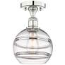 Edison Rochester 8" Wide Polished Nickel Semi-Flush Mount With Clear S