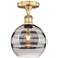 Edison Rochester 8"W Brushed Brass Semi-Flush Mount w/ Light Smoke Sha