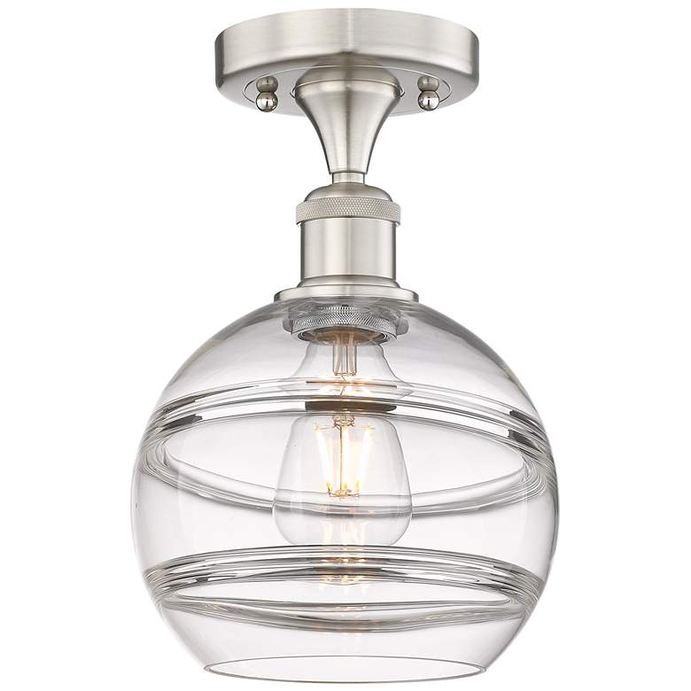 Image 1 Edison Rochester 8"W Brushed Satin Nickel Semi-Flush Mount w/ Clear Sh