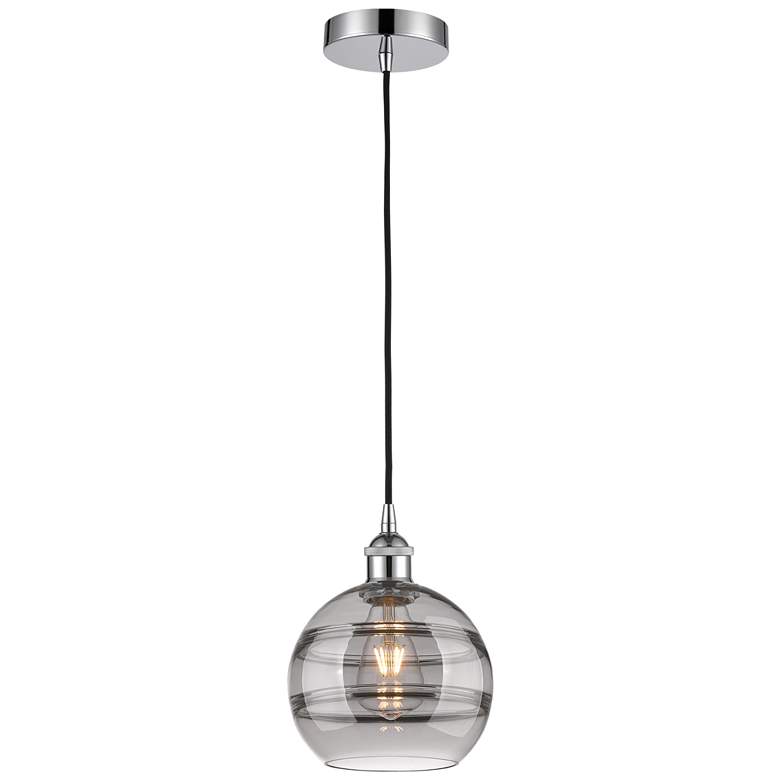 Image 1 Edison Rochester 8"W Chrome Corded Mini Pendant w/ Light Smoke Shade