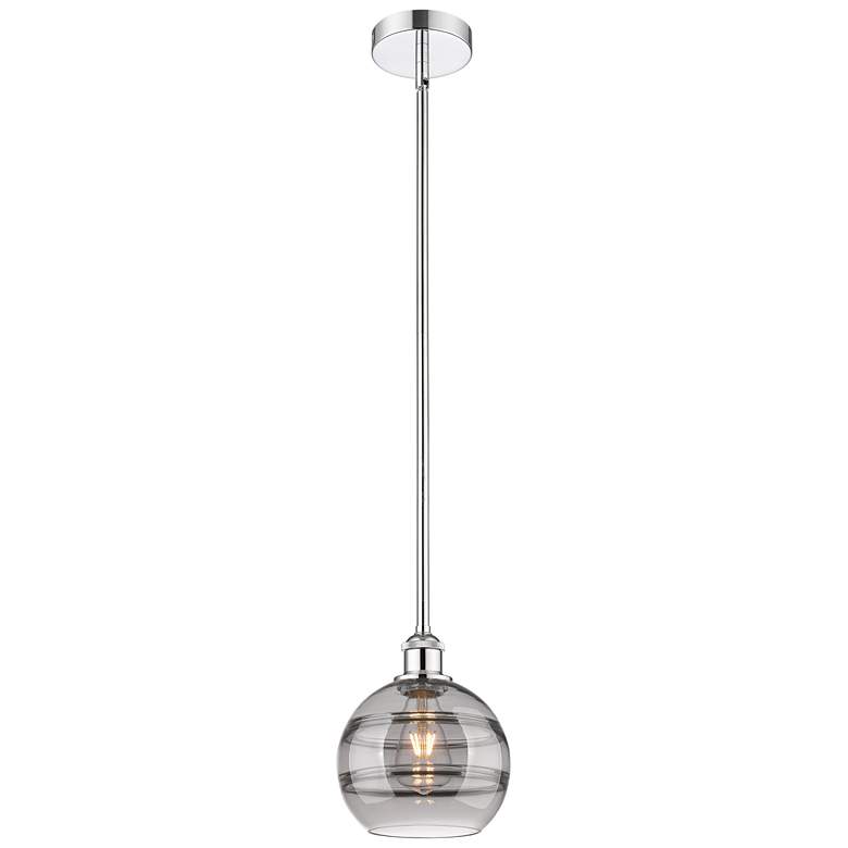 Image 1 Edison Rochester 8"W Chrome Stemmed Mini Pendant w/ Light Smoke Shade