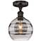 Edison Rochester 8"W Oiled Bronze Semi-Flush Mount w/ Light Smoke Shad