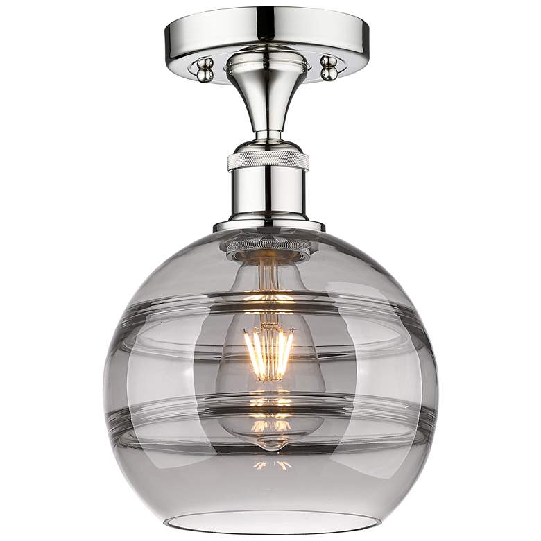 Image 1 Edison Rochester 8"W Polished Chrome Semi-Flush Mount w/ Light Smoke S