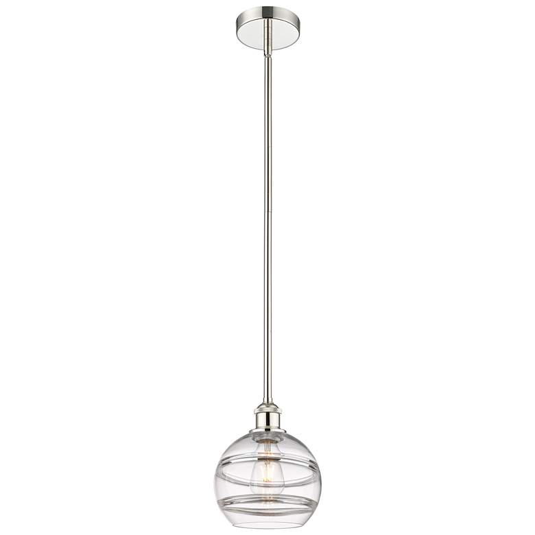 Image 1 Edison Rochester 8"W Polished Nickel Stemmed Mini Pendant w/ Clear Sha