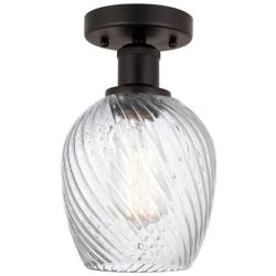 Edison Salina 5" Bronze Semi Flush Mount w/ Clear Spiral Fluted Shade