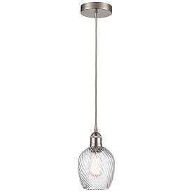 Image1 of Edison Salina 5" Brushed Nickel Corded Mini Pendant w/Spiral Fluted Sh