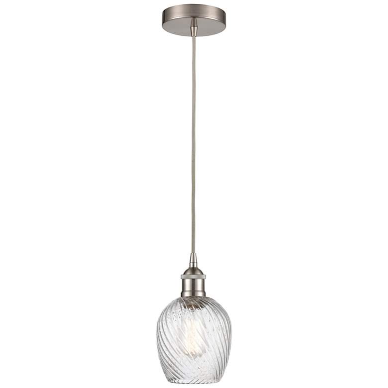 Image 1 Edison Salina 5" Brushed Nickel Corded Mini Pendant w/Spiral Fluted Sh