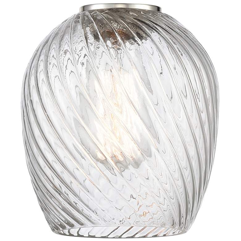 Image 3 Edison Salina 5" Brushed Nickel Corded Mini Pendant w/Spiral Fluted Sh more views