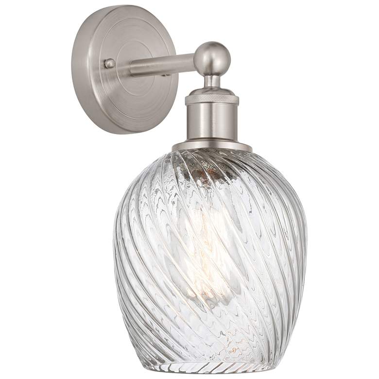 Image 1 Edison Salina 5" Brushed Satin Nickel Sconce w/ Clear Spiral Fluted Sh