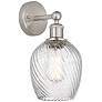1_Edison Salina 5" Brushed Satin Nickel Sconce w/ Clear Spiral Fluted Sh