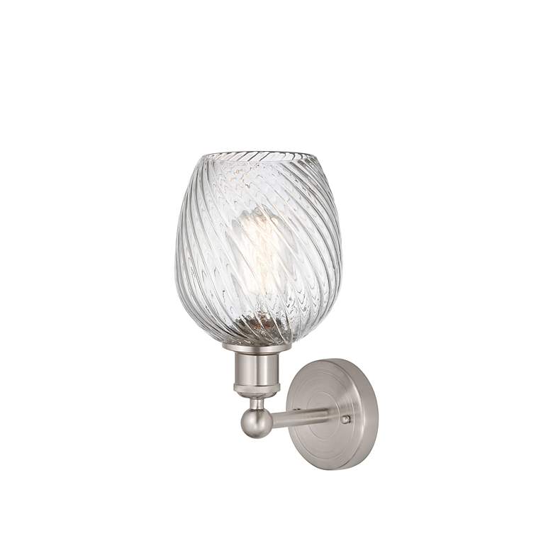 Image 2 Edison Salina 5" Brushed Satin Nickel Sconce w/ Clear Spiral Fluted Sh more views