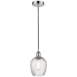 Edison Salina 5" Chrome Corded Mini Pendant w/ Clear Spiral Fluted Sha