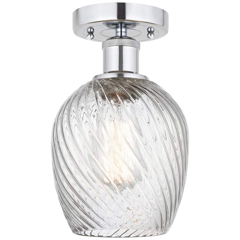 Image 1 Edison Salina 5" Chrome Semi Flush Mount w/ Clear Spiral Fluted Shade