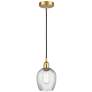 Edison Salina 5" Gold Corded Mini Pendant w/ Clear Spiral Fluted Shade