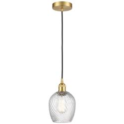 Edison Salina 5" Gold Corded Mini Pendant w/ Clear Spiral Fluted Shade