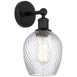 Edison Salina 5" Matte Black Sconce w/ Clear Spiral Fluted Shade
