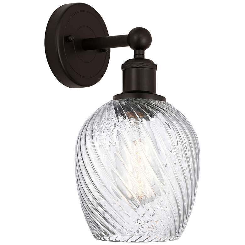 Image 1 Edison Salina 5" Oil Rubbed Bronze Sconce w/ Clear Spiral Fluted Shade