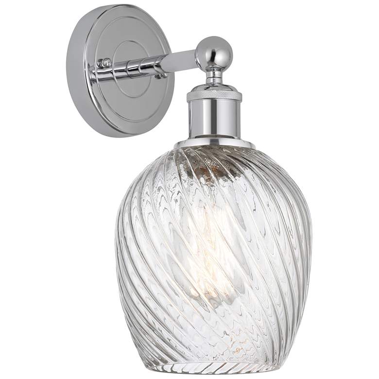 Image 1 Edison Salina 5" Polished Chrome Sconce w/ Clear Spiral Fluted Shade