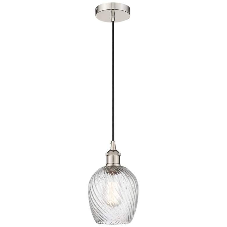 Image 1 Edison Salina 5" Polished Nickel Corded Mini Pendant w/Spiral Fluted S