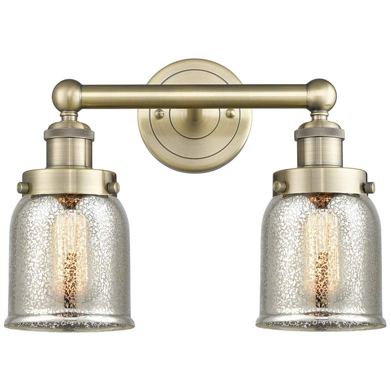 Image 1 Edison Small Bell 15.5"W 2 Light Antique Brass Bath Light w/ Mercury S