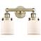 Edison Small Bell 15.5"W 2 Light Antique Brass Bath Light With White S