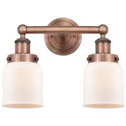 Edison Small Bell 15.5&quot;W 2 Light Antique Copper Bath Light With White