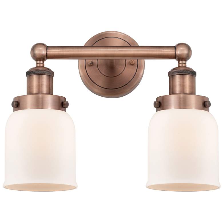 Image 1 Edison Small Bell 15.5"W 2 Light Antique Copper Bath Light With White