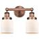 Edison Small Bell 15.5"W 2 Light Antique Copper Bath Light With White