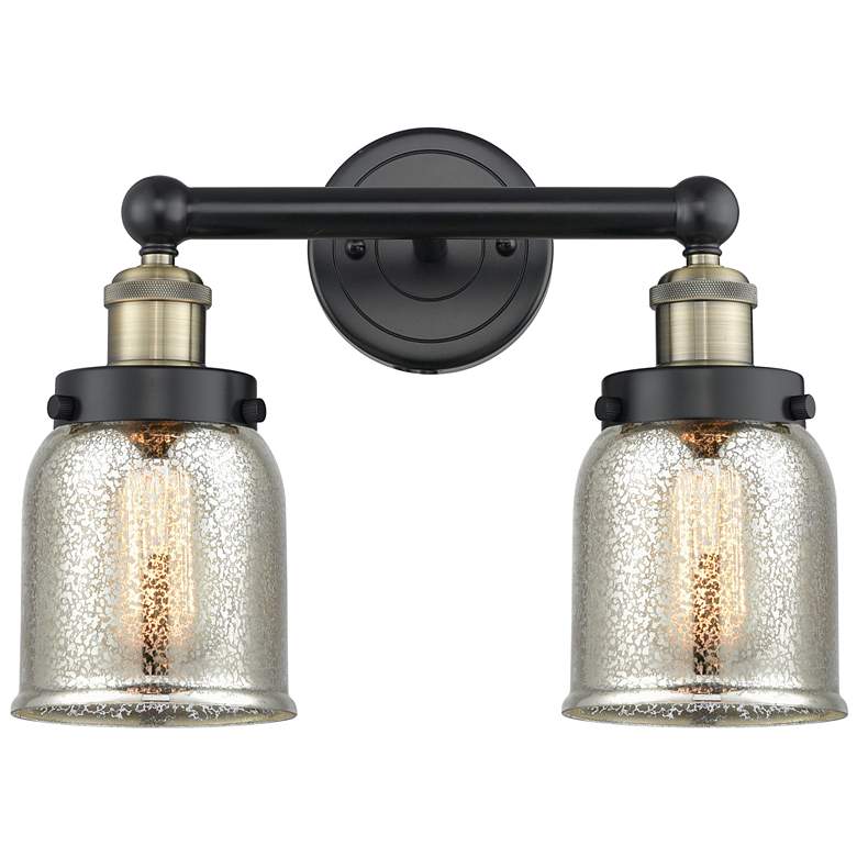 Image 1 Edison Small Bell 15.5"W 2 Light Black Brass Bath Light With Mercury S